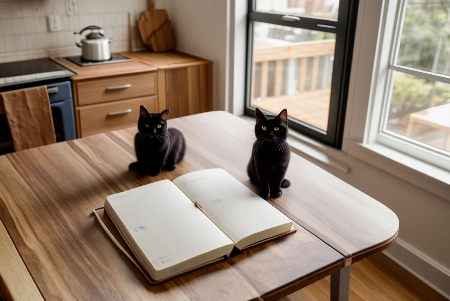 Kater Blasius sitzt auf einer Yogamatte zwischen Bücherregalen in einer Altonaer Wohnung, Alltagsszene zur Rückengesundheit.