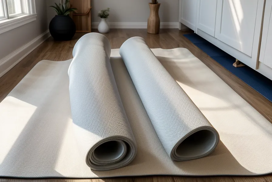 Morgendliche Übungsecke mit Yogamatte in einer Hamburger Küche – zehn Minuten Wirbelsäulentherapie-Routine vor dem Dienst