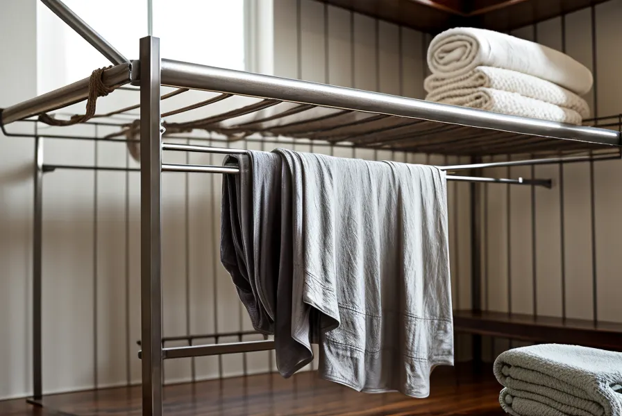 Aufgeklappter Wäscheständer in einer Altonaer Wohnung – Ergonomie beim Wäsche aufhängen